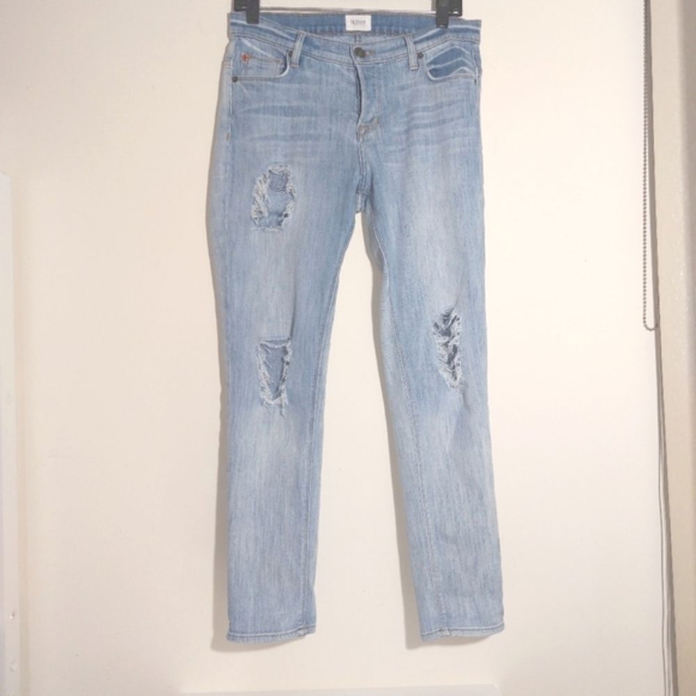 Hudson Women's Mid-Rise Distressed Slim Light Wash Jeans